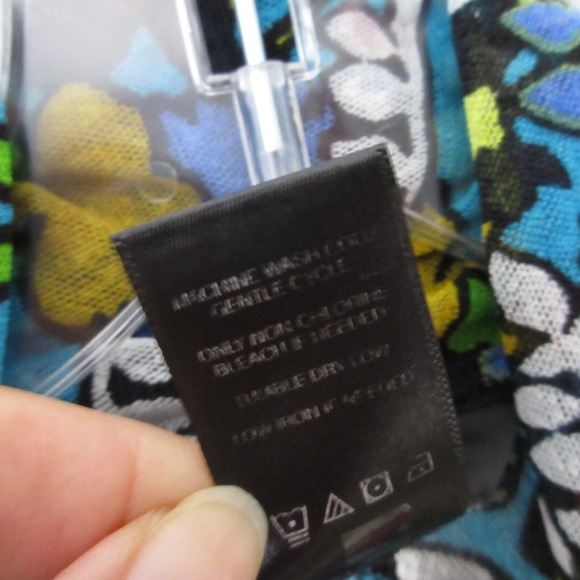 Ali Miles Top Tunic Large Petite Floral Colorful Mesh Lightweight Boho Beachy - Picture 10 of 11